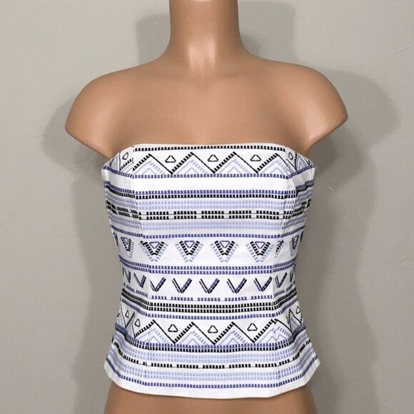WHBM strapless geometric embroidered top. NWOT - Picture 2 of 7